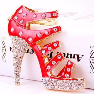 High Heel Shape Design Rhinestone Key Chain